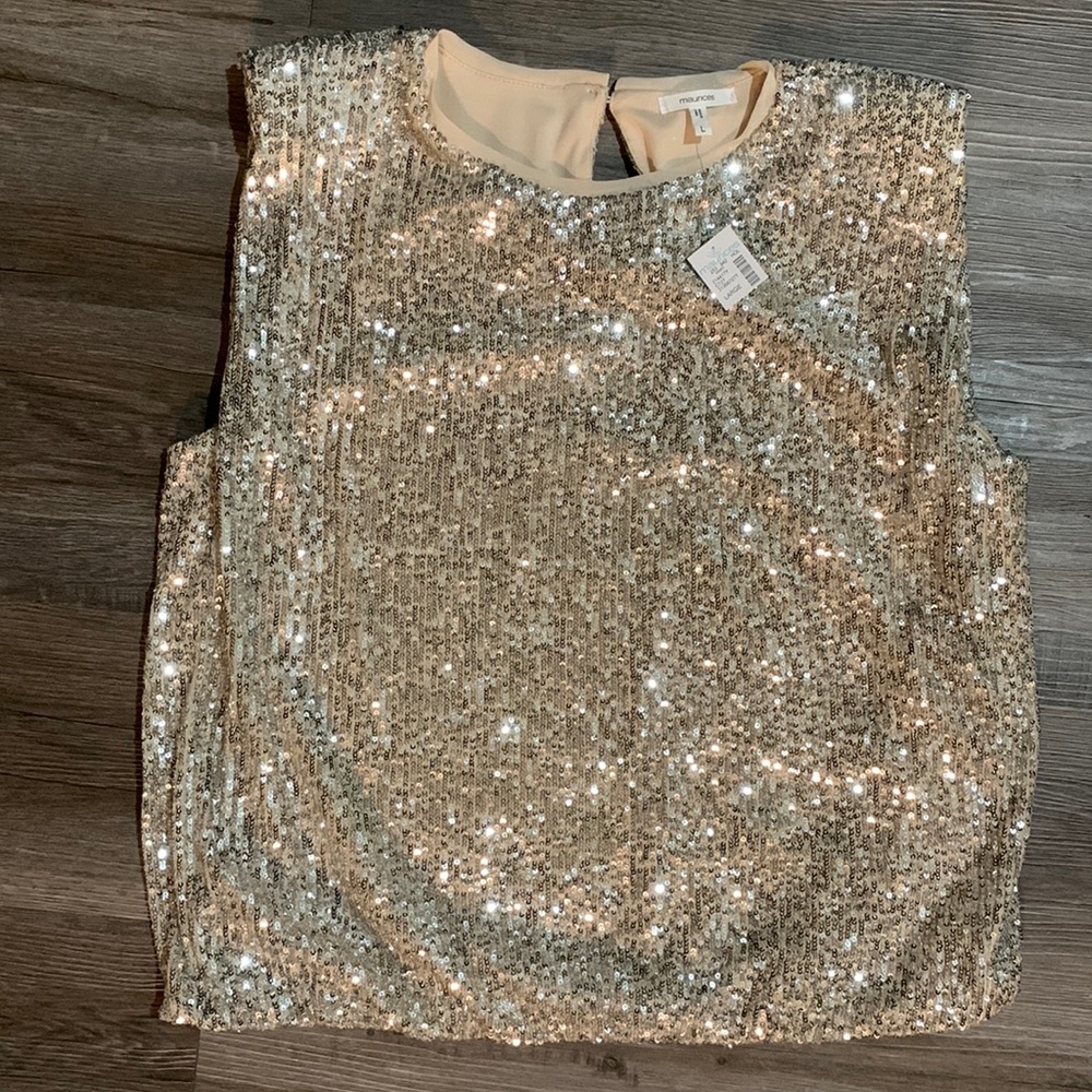 Maurices Sequin Padded Shoulder Top